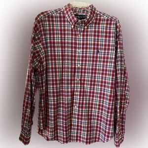 Ralph Lauren Button Up  Men’s XXL Red Blue Plaid Classic Fit Long Sleeve Shirt